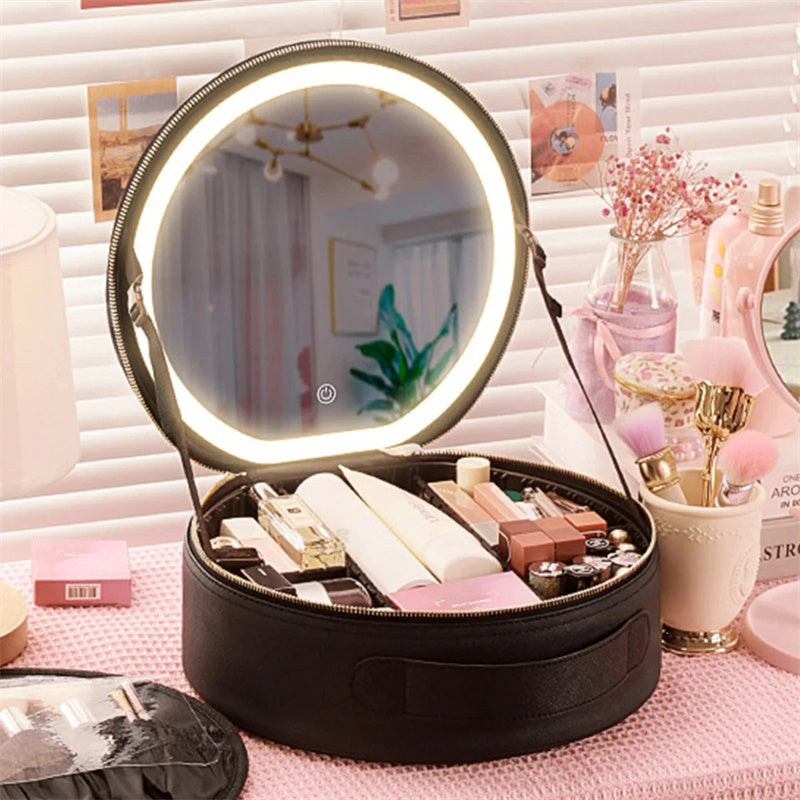 Travel Storage Organizer Case with LED & Mirror