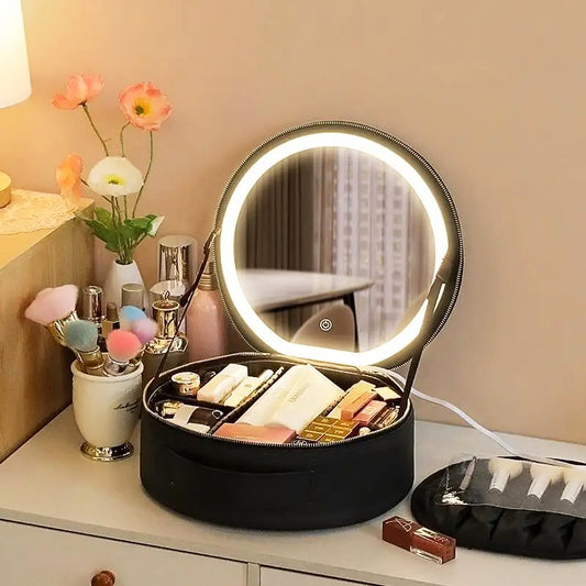 Travel Storage Organizer Case with LED & Mirror