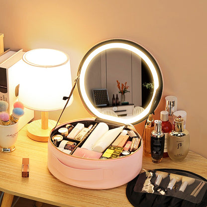 Travel Storage Organizer Case with LED & Mirror